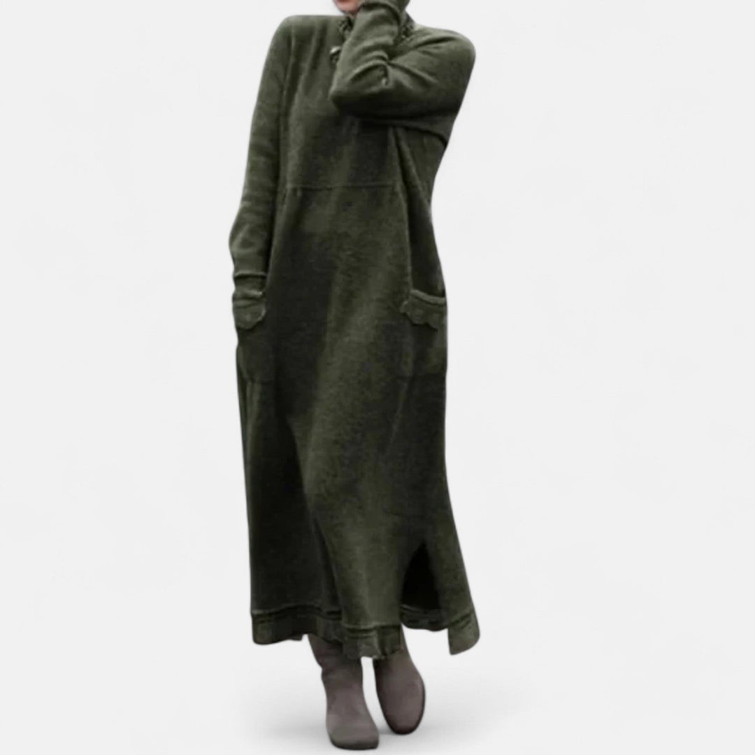 Mara Knitted Maxi Dress – Cozy Long Sleeve Oversized Winter Dress